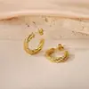 Pendientes de Otoño e Invierno 2024 Moda Elegantes Estéreo de Gama Alta Hebilla de Oreja Hilo Retorcido Anillo Liso Acero de Titanio Femenino con Estilo
