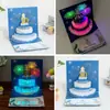 Tarjeta de felicitación de cumpleaños tridimensional creativa DIY de alto nivel tallado en papel hecho a mano regalo bendición música fuegos artificiales luminosos tarjeta
