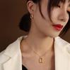Pendientes de oro de 18 quilates con cadena de clavícula y collar cuadrado geométrico de estilo francés Marka