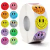 Paquete de Rollo de Pegatinas de Caras Sonrientes Estrelladas de Colores 10 Colores Pegatinas Adhesivas Brillantes Pegatinas de Recompensa para Niños Decoración de Diario