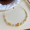 Colar de Pérola de Cristal Artificial Forte Leve Dourado Branco Dourado Quente Muito Quente e Bonito
