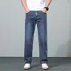Tendência Básica Americana Simples Resistente ao Desgaste Azul Primavera e Verão Novos Jeans Masculinos Largos Retos Versáteis Calças Masculinas Algodão
