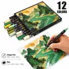 Marcador acrílico de doble punta estilo chino, set de 12 colores para estudiantes, pluma para graffiti artístico, pluma de pintura creativa vintage oriental