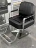 Silla de salón de peluquería para cortar, rizar y peinar, diseño popular, estilo guerrero negro, altura ajustable, giratoria y reclinable, adecuada para barberías