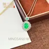 Atacado Banhado a Prata Incrustado Tipo Gelo Novo Estilo Chinês Pingente de Calcedônia Verde Ovo de Pombo Ágata Rosa Colar de Jade Feminino Joias