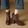 Botín Corto Otoño Estilo Chelsea Cremallera Trasera Punta Redonda Ligero Lujo Tacón Grueso Moda 2026 Botín Corto de Tacón Alto Botín de Tobillo para Mujer