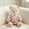 30cm Urso Articulado Médio Lina Roupas Urso Branco Boné de Bola Macacão Roupa Boneca Urso de Pelúcia Vestir