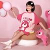 Pijamas de verano para niñas con diseño de oso de fresa y dibujos animados, de algodón puro, de manga corta, para salir a la calle, para niños de talla mediana y grande, para el hogar.