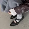 2026 Zapatos de Ballet Cuadrados con Tira Cruzada de Moda de Nicho Zapatos Planos Artísticos Retro Zapatos Mary Jane para Mujer Zapatos de Abuela