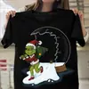 Camiseta de manga curta com gola redonda, estampa criativa de monstro de pelo verde, desejo de Natal 2023