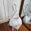 Bolsa de Mão Artística com Alça de Ombro Plissada Floral Nova de Verão 2025 com Laço de Renda Bolsa de Ombro para o Trabalho Bolsa Transversal