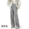 Calça Versátil Casual Esportiva com Forro de Fleece 2026 Nova Outono e Inverno Calça Reta Cor Sólida Versátil Calça Wide Leg Direto do Fabricante