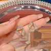 Brincos Triângulo Vazado Full Diamond Agulha de Prata Moda Coreana Versátil Geométricos Personalidade Exagerada Temperamento Brincos Atacado