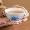 Taza de té vintage del fabricante con ceniza vegetal, diseño de margarita azul, taza maestra de cerámica para degustación de té, taza individual