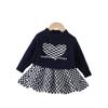 Vestido de camisola infantil feminino bebê outono e inverno novo grande amor jacquard vestido de malha moda coreano pulôver comércio exterior