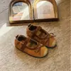 Zapatos de Princesa para Niñas 2026 Otoño Nuevo Estilo Bosque Vintage Moño Piel Ante Poco Profundos Zapatos para Niños Suela Suave
