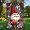 Bandera de Jardín Moderna para el Día de San Valentín 2026 Poliéster Estampado de Corazón Aniversario Boda Bandera para Exteriores Bandera de Césped