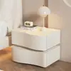 Mesita de noche color crema para dormitorio, uso doméstico creativo, nueva moderna minimalista inteligente de alta gama de madera maciza con almacenamiento para sala de estar