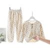 25 Conjunto de Pijama de Lã para Neve Outono e Inverno para Meninos e Meninas Grandes com Forro de Fleece e Espessado Estampado Digital de Desenho Animado Roupas de Casa