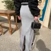 Falda bodycon de cintura alta con abertura, ajustada, para mujer, de alta gama, de Dongdaemun, Corea