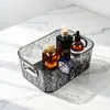 Caixa Organizadora de Acrílico Transparente com Padrão de Onda d'Água de Luxo Leve para Mesa de Casa Organizador de Cosméticos Skincare Utensílios Cesta de Armazenamento
