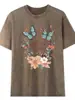 Camiseta de Manga Corta para Mujer, Verano Algodón Puro, Lavada y Desgastada, Retro Americano, Oversize, Holgada, Casual, Camiseta de Media Manga
