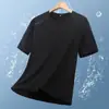 Camisa de Manga Corta para Hombre de Nuevo Estilo de Verano con Cuello Redondo de Seda de Hielo, Alta Elasticidad, Camisa de Manga Corta Deportiva Casual Transpirable, Transpirable