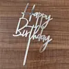 Novo cartão de acrílico para bolo de feliz aniversário escrito à mão decoração de bolo de mesa de sobremesas de festa de aniversário