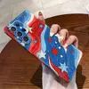 Funda Tk de Éxito en Ventas con Bloques de Color Rojo y Azul en Forma de Estrella de Cinco Puntas Adecuada para Samsung A53 Película Anti-Caída Funda de Teléfono de Gama Alta S25Ultra