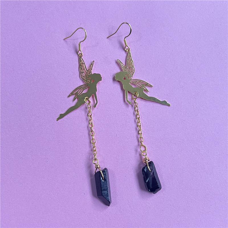 AQ-2202-金色耳环黑色水晶