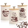 Pote de Armazenamento de Grãos de Café Tampa Simples de Bambu Pote Selado para Armazenamento de Café, Açúcar, Chá Conjunto de Três Peças Pote de Açúcar Pote de Armazenamento de Biscoitos