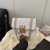 Outono de 2026 Novo Estilo de Alta Qualidade Retrô Fashionável Tendência Estampada Versátil Texturizada Ombro Único Transversal Pequena Quadrada Bolsa