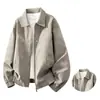 Chaqueta de cuero teñido anudado mate estilo americano para hombre, chaqueta de piloto biker elegante de alta gama para otoño con cuello alto, chaqueta de béisbol
