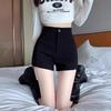 Terno Preto Calça de Perna Larga Feminina Pequeno Esticável Shorts de Quadril Roupa de Verão Estilo Americano Sexy Hot Pants Leggings