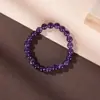 Pulsera de Abalorios Lisos de Amatista Transparente, Pulsera de Bucle Único con Abalorios Redondos Violetas, Joyería Versátil de Lujo Ligero al por Mayor