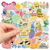 50 Vibras Frescas de Verano Estilo Pequeño y Fresco Patrón de Dibujos Animados Pegatinas Decorativas Pegatinas para Material de Cuaderno
