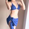 Traje de baño de tres piezas para mujer, bikini de alta gama, sencillo, fresco, dulce, lindo, falda conservadora con abertura