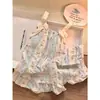 Pijama de camisola con lazo para mujer con copas, conjunto de ropa de casa de verano de algodón nube estilo princesa sin mangas con shorts