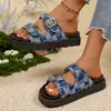 2026 Verão Novo Comércio Exterior Tamanho Plus Feminino Casual Confortável Europeu Americano Dupla Face Jeans Slip-On Sandálias Todas