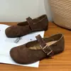 Primer encuentro: Zapatos Mary Jane vintage gentiles de estilo coreano para mujer, nuevos zapatos planos de gamuza de otoño 2026, doble uso, elegantes