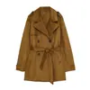 Comercio Electrónico Transfronterizo Ropa de Mujer Otoño Nuevo Estilo Europeo y Americano Moda Temperamento con Cinturón Chaqueta Cortavientos de Gamuza 4968028