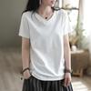 Nuevo estilo de verano de Dopamine, camiseta holgada de manga corta con cuello en V, talla grande, para chica gordita, estilo occidental, antiedad, para mujer