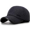 Gorra de béisbol de lana de invierno con protección para las orejas para personas de mediana edad y mayores, para exteriores, cálida, a prueba de frío, de algodón, para hombre, tratamiento de sombrero grueso