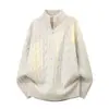 Nuevo modelo de comercio exterior 2026 suéter de punto grueso con trenzas para hombre, cuello alto, media cremallera, chaqueta de punto interior estilo vintage old money para hombre