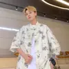 Camisa de Manga Corta de Seda de Hielo con Estampado para Hombre en Verano, Delgada, Estilo Perezoso, Camisa Casual Guapa, Hebilla de Alto Grado Estilo Chino Nuevo