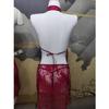 Sopa de noite plus size sexy lingerie laço cheongsam oca-out perspectiva tentação dividir uniforme tentação terno de pijama