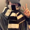 Bufanda Estilo Japonés Rayas de Color Contrastante Bufanda de Invierno para Mujer Estilo Coreano Más Fácil de Combinar Casual Retro Chal Cálido Bufanda Estrecha de Punto