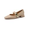 Muy Fáciles de Usar ~ Zapatos Cuadrados de Piel Genuina para Mujer Estilo Nuevo Primavera y Verano 2025 Retro Versátiles Tacón Medio Tacón Grueso Zapatos Mary Jane