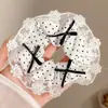 Goma para el pelo con lazo dulce para niñas, elegante goma de encaje para coletas bajas y peinados de moño