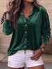 Camisa para Mujer Estilo Retro Europeo Drapeado Solapa de Terciopelo Manga Larga Cárdigan Holgado Versátil para el Trabajo Camisa de Mujer